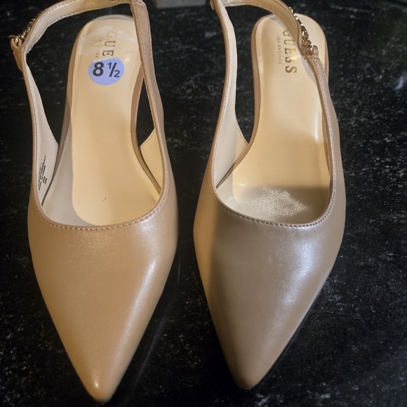Guess Nude Pointed Toe Slingback Heels - Picture 2 of 4